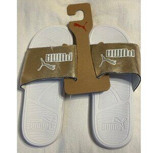 New! Gold Puma Women's Sliders - Size 11